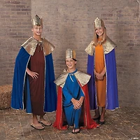 Men's Purple Wise Man's Cape with Crown Costume