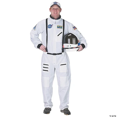 Men's White Suit Astronaut Costume - Large