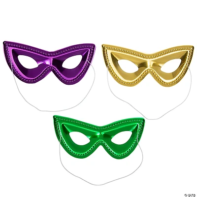 Metallic Mardi Gras Masquerade Plastic Masks - 24 Pc.