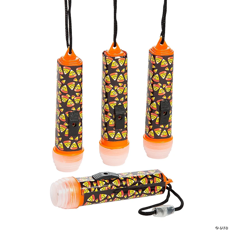 Mini Candy Corn Flashlights on a Rope - 12 Pc.