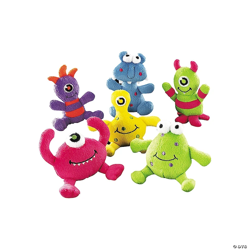 Mini Colorful Stuffed Monster Characters - 12 Pc.