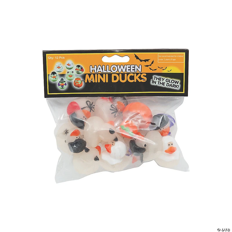 Mini Glow-in-the-Dark Halloween Rubber Ducks - 24 Pc.