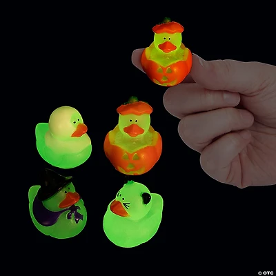 Mini Glow-in-the-Dark Halloween Rubber Ducks - 24 Pc.