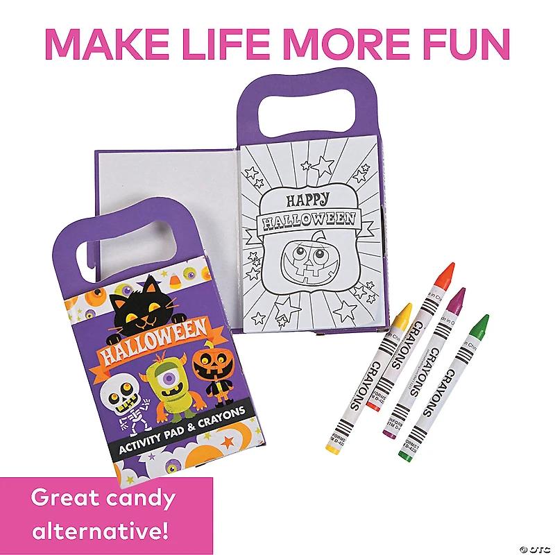 Mini Halloween Activity Books with Crayons - 12 Pc.