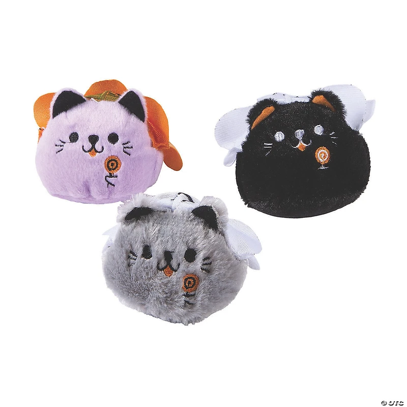 Mini Halloween Stuffed Cats in Ghost Costumes - 12 Pc.