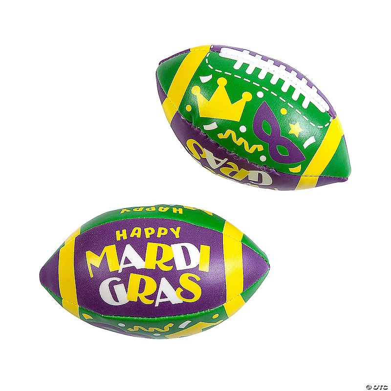 Mini Mardi Gras Footballs - 12 Pc.