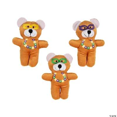 Mini Mardi Gras Stuffed Bears - 12 Pc.