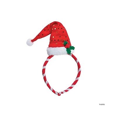 Mini Santa Hat Headbands - 6 Pc.