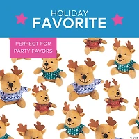 Mini Ugly Christmas Sweater Stuffed Reindeers - 12 Pc.