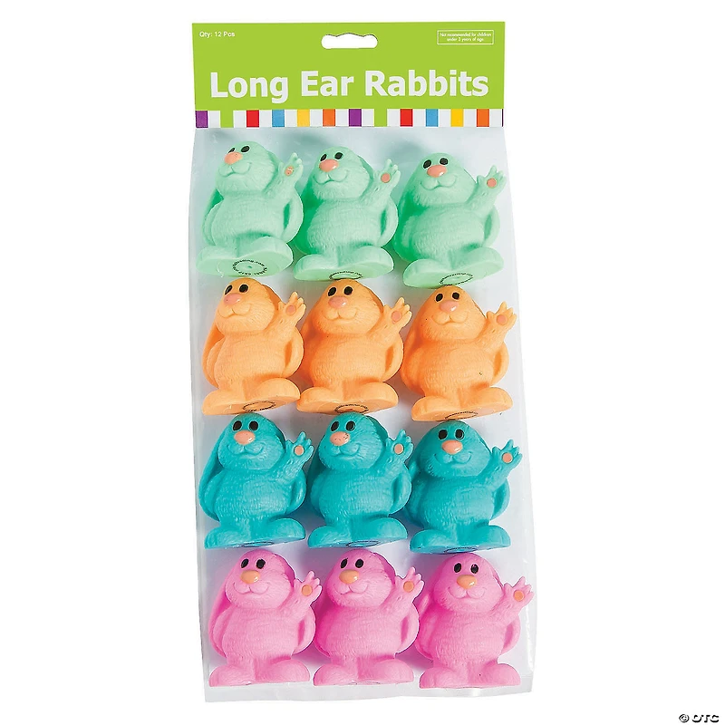 Mini Vinyl Long Ear Rabbits - 12 Pc.