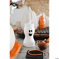 Molded Ghost Cups with Straws - 12 Pc.