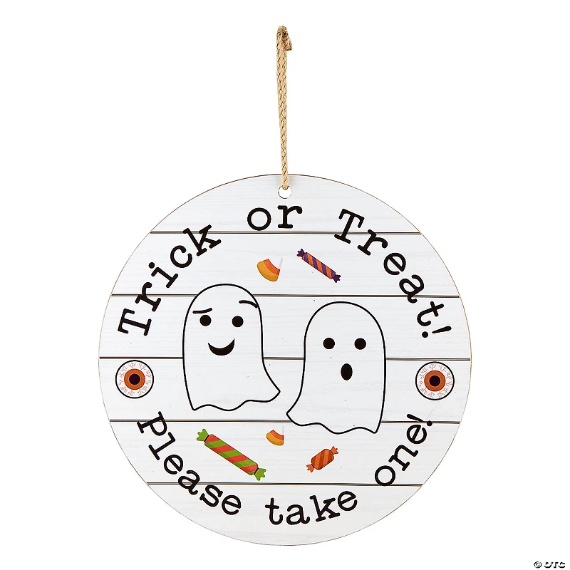 National Tree Company 11" Halloween Hanging Sign, Double Sided "Trick or Treat" and "Out of Candy"