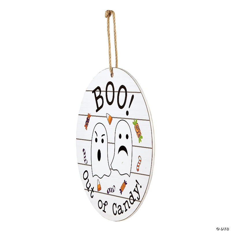 National Tree Company 11" Halloween Hanging Sign, Double Sided "Trick or Treat" and "Out of Candy"