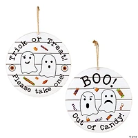 National Tree Company 11" Halloween Hanging Sign, Double Sided "Trick or Treat" and "Out of Candy"