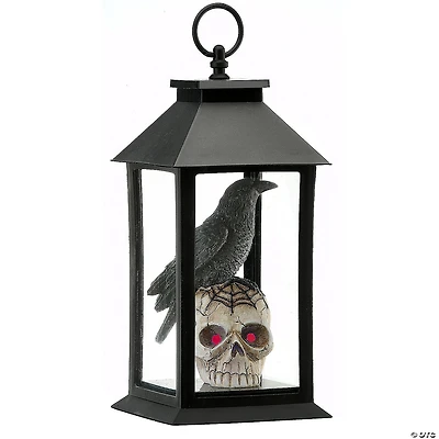 National Tree Company 11 in. Crow and Skull Lantern with LED Light