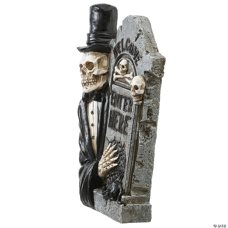 National Tree Company 12 in. Skeleton Holding Tombstone