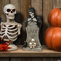 National Tree Company 12 in. Tombstone and Skeleton Reaper
