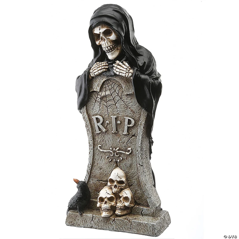 National Tree Company 12 in. Tombstone and Skeleton Reaper