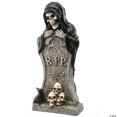 National Tree Company 12 in. Tombstone and Skeleton Reaper