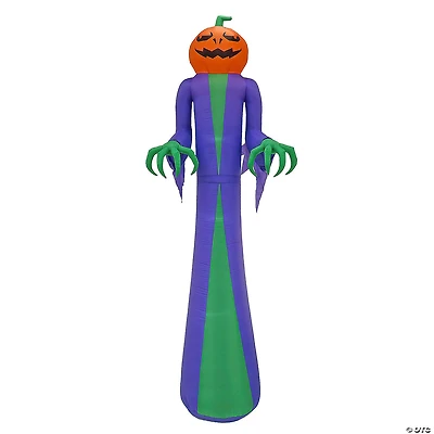 National Tree Company 12ft Inflatable Halloween Pumpkin Ghost, 4 White LED lights- UL