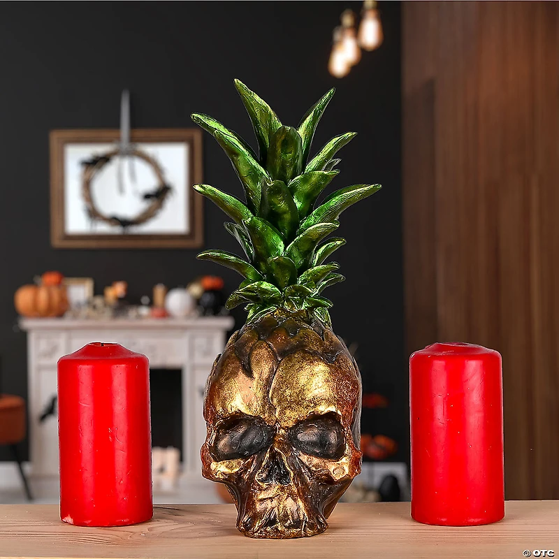 National Tree Company 14 in. Halloween Pineapple Skull Tabletop Décor