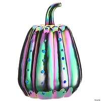 National Tree Company 14" Pre-Lit Iridescent Pumpkin Decoration with LED Lights