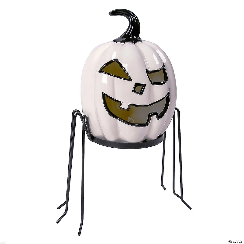 National Tree Company 15 in. Pre-Lit Ghost Pumpkin in Stand