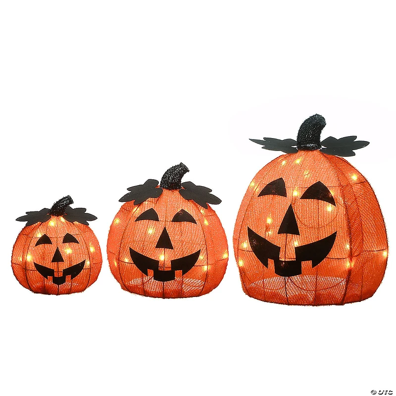 National Tree Company 15 in. Pre-Lit Jack-O-Lantern Trio