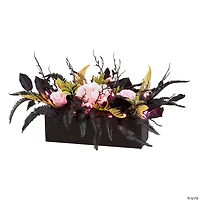 National Tree Company 16" Artificial Cute and Creep Halloween Centerpiece, 30 Pink LED Lights, Battery Operated