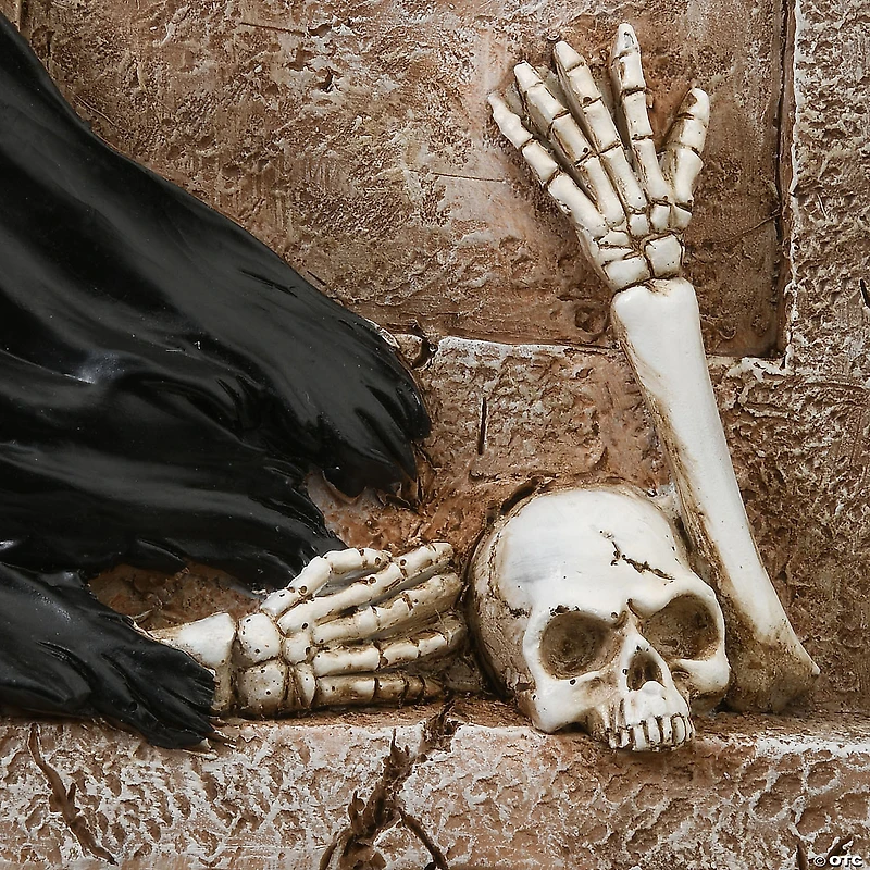 National Tree Company 16 in. Grim Reaper Skeleton and Tombstone