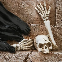 National Tree Company 16 in. Grim Reaper Skeleton and Tombstone