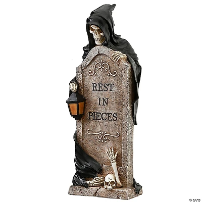 National Tree Company 16 in. Grim Reaper Skeleton and Tombstone