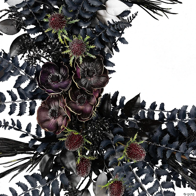 National Tree Company 18" Artificial Deep Purple Fern Sakura Halloween Half Wreath