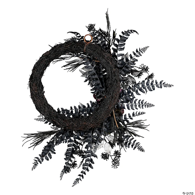 National Tree Company 18" Artificial Deep Purple Fern Sakura Halloween Half Wreath