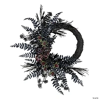 National Tree Company 18" Artificial Deep Purple Fern Sakura Halloween Half Wreath