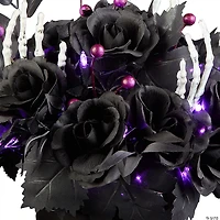 National Tree Company 19" Artificial Bad to the Bone Halloween Centerpiece, 30 Purple LED Lights, Battery Operated