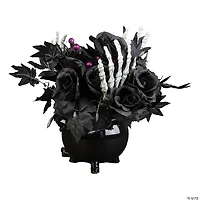National Tree Company 19" Artificial Bad to the Bone Halloween Centerpiece, 30 Purple LED Lights, Battery Operated