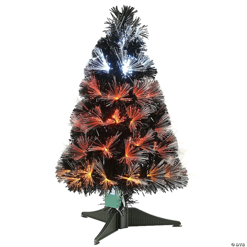 National Tree Company ft. Black Fiber Optic Tree with Candy Corn Color Lights