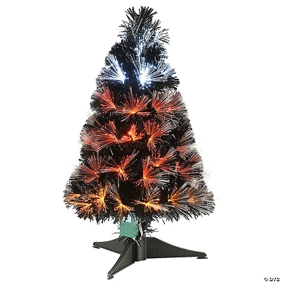 National Tree Company ft. Black Fiber Optic Tree with Candy Corn Color Lights