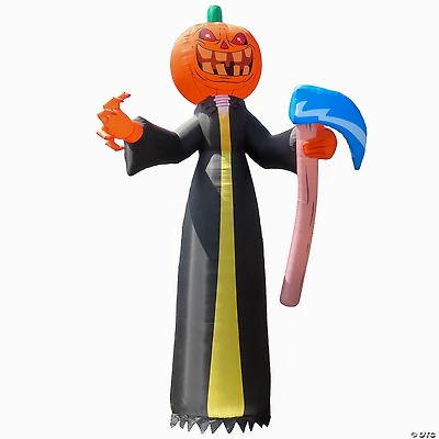 National Tree Company 20 ft Inflatable Halloween Pumkin Reaper, 6 White LED Lights- UL