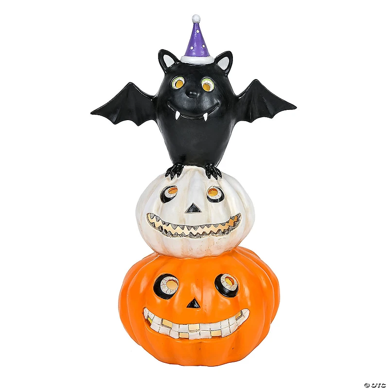 National Tree Company 22 in. Pre-Lit Bat Standing on Pumpkins