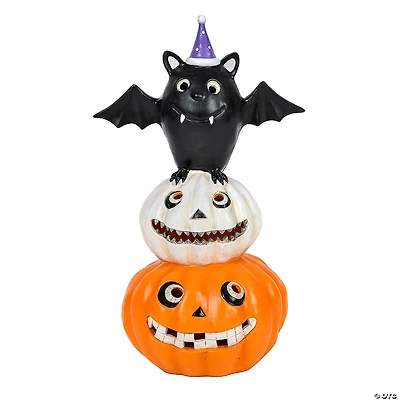 National Tree Company 22 in. Pre-Lit Bat Standing on Pumpkins