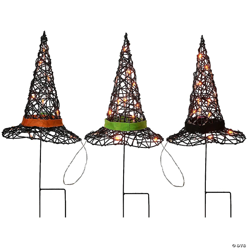 National Tree Company 23 in. Pre-Lit Black Witch’s Hat Garden Stakes