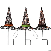 National Tree Company 23 in. Pre-Lit Black Witch’s Hat Garden Stakes