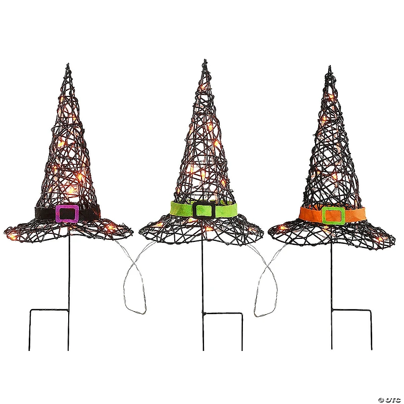 National Tree Company 23 in. Pre-Lit Black Witch’s Hat Garden Stakes
