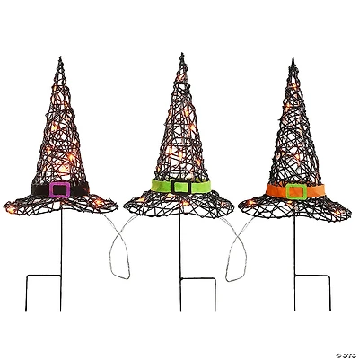 National Tree Company 23 in. Pre-Lit Black Witch’s Hat Garden Stakes