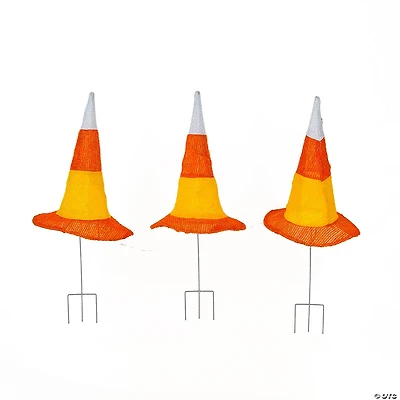 National Tree Company 23 in. Pre-Lit Candy Corn Witch’s Hat Garden Stakes