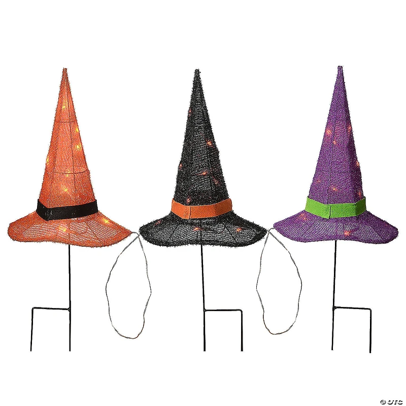 National Tree Company 23 in. Pre-Lit Multicolor Witch’s Hat Garden Stakes