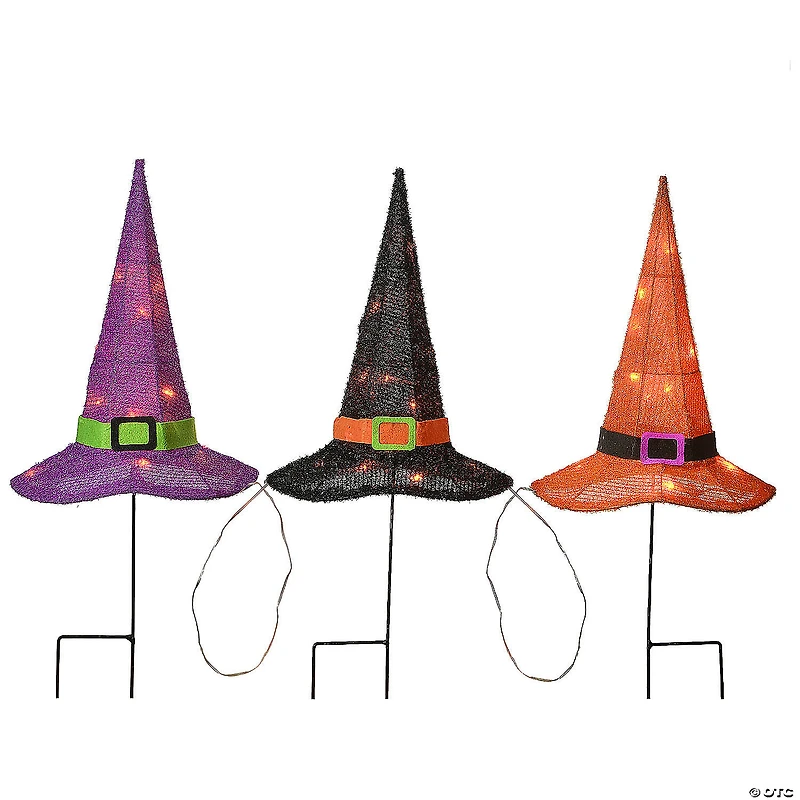 National Tree Company 23 in. Pre-Lit Multicolor Witch’s Hat Garden Stakes