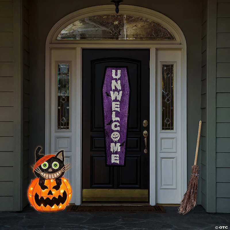 National Tree Company 23 in. Pre-Lit Pumpkin and Black Cat